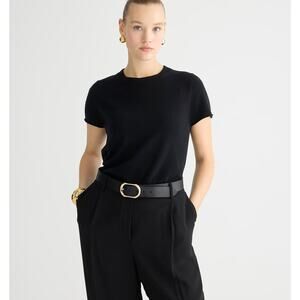 J.Crew Cashmere Relaxed Fit Sweater T-Shirt WMNS XL Black Crew Neck Short Sleeve